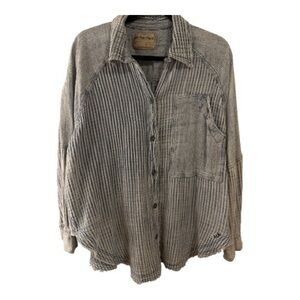 Free People  Blue and White Striped Top